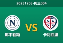 2025年12月3日 周三004 意杯前瞻:那不勒斯vs卡利亚里,伤病潮遇上杯赛轮换,谁能全身而退?-足球赛事前瞻 | AI 智能分析 | 足球数据解读 - 球小智